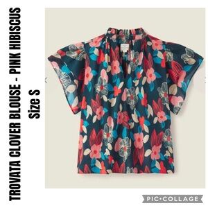 TROVATA CLOVER BLOUSE - PINK HIBISCUS Size S